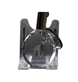 Manchester Terrier brelok do kluczy owalny z psem Art-Dog