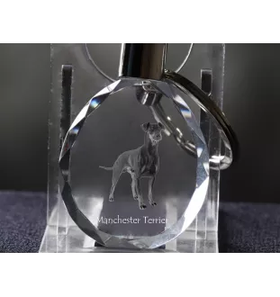 Manchester Terrier - pendentif avec une photo de chien, porte-clés en cristal dans une boîte cadeau, un cadeau unique par Art-Dog