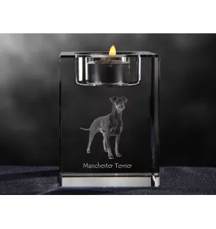 Manchester Terrier świecznik kryształowy z psem Art-Dog