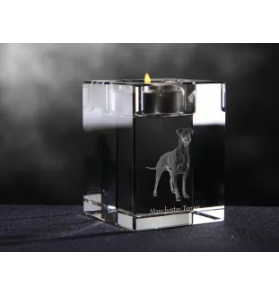 Manchester Terrier - Bougeoir avec photo de chien, porte bougie en cristal, cadeau personnalisé par la marque Art-Dog