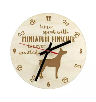 Zwergpinscher - Hundeuhr, Holzuhr, Wanduhr für Hundefreunde, Tisch- und Regaluhr, Art-Dog