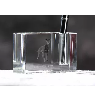 Manchester Terrier penholder kryształowy z psem Art-Dog