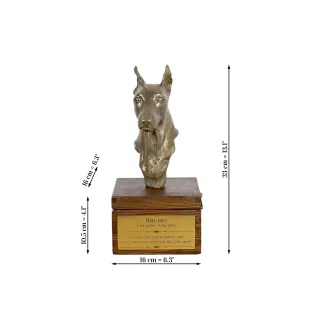 Miniature Pinscher - urn for dog ashes with a statuette, small urn for a dog, personalized urn with a bust of a dog by Art-Dog brand