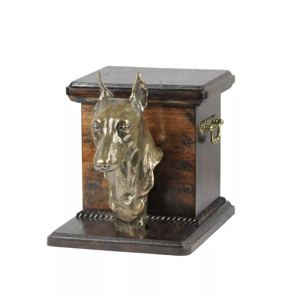 Pinscher nain - urne pour les cendres d'un chien avec une statuette, une urne élégante pour chien, une urne exceptionnelle avec un buste de chien de la marque Art-Dog