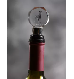 Manchester Terrier - Bottle stopper, crystal wine stopper with photo, personalised gift for bartender by Art-Dog brand