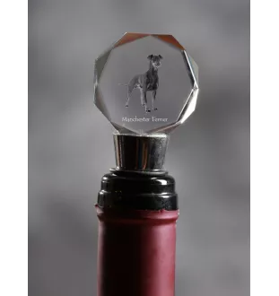Manchester Terrier - Bottle stopper, crystal wine stopper with photo, personalised gift for bartender by Art-Dog brand