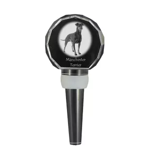 Manchester Terrier - Crystal bottle stopper, unique wine stopper with photo, personalised gift for sommelier by Art-Dog brand