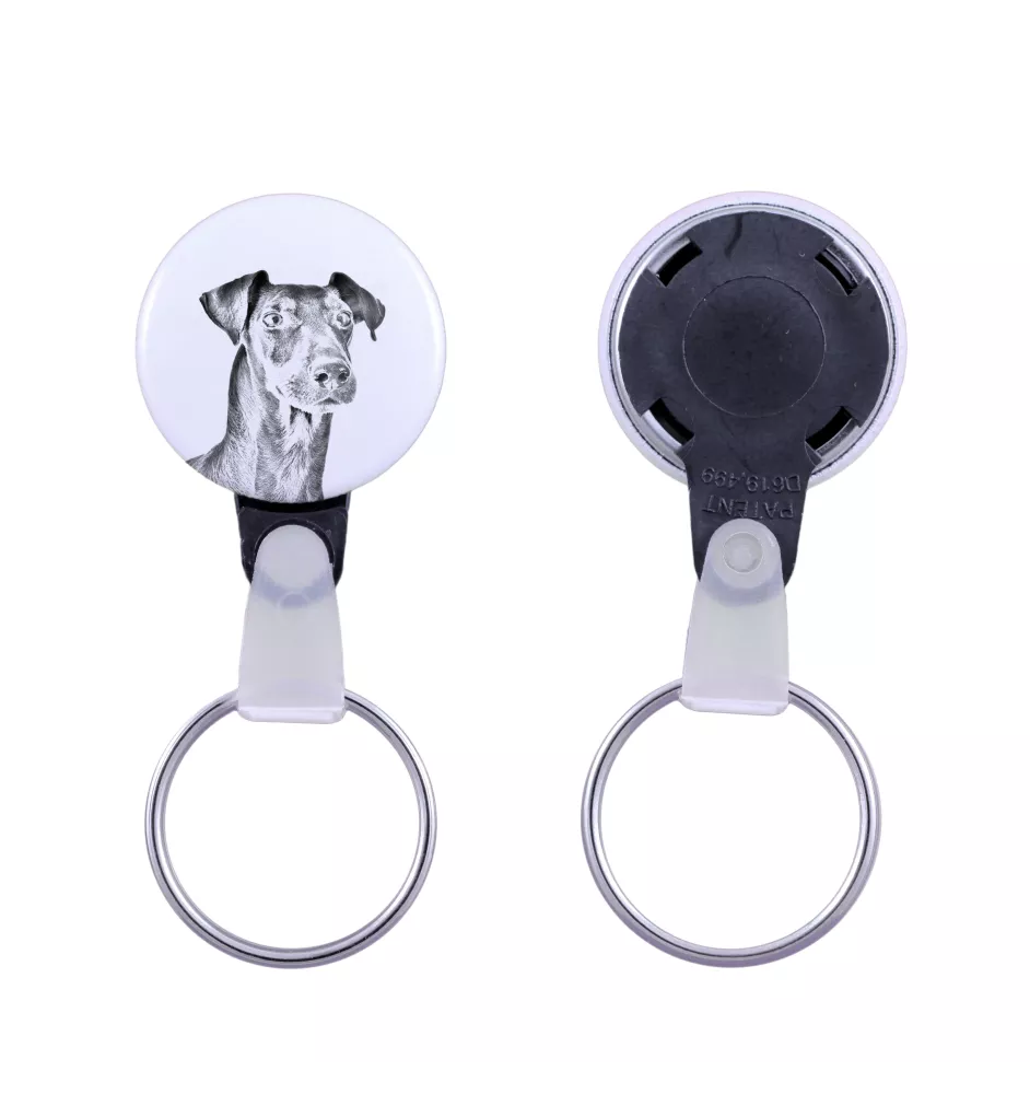 Manchester Terrier - keychain with a dog portrait, pendant with the brand's own Art-Dog graphics
