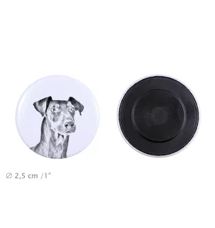 Manchester Terrier - aimant avec un œil de chien, exceptionnellement léger, aimant puissant, produit fabriqué à la main par la marque Art-Dog