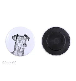 Manchester Terrier Magnet mit einem Hundepfotenabdruck, außergewöhnlich leicht, starker Magnet, handgefertigtes Produkt der Marke Art-Dog