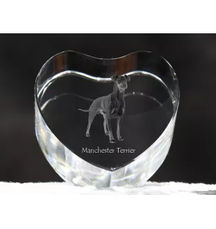 Manchester Terrier - une photo de chien dans un cristal, un cœur en cristal, un cadre photo exceptionnel de la marque Art-Dog