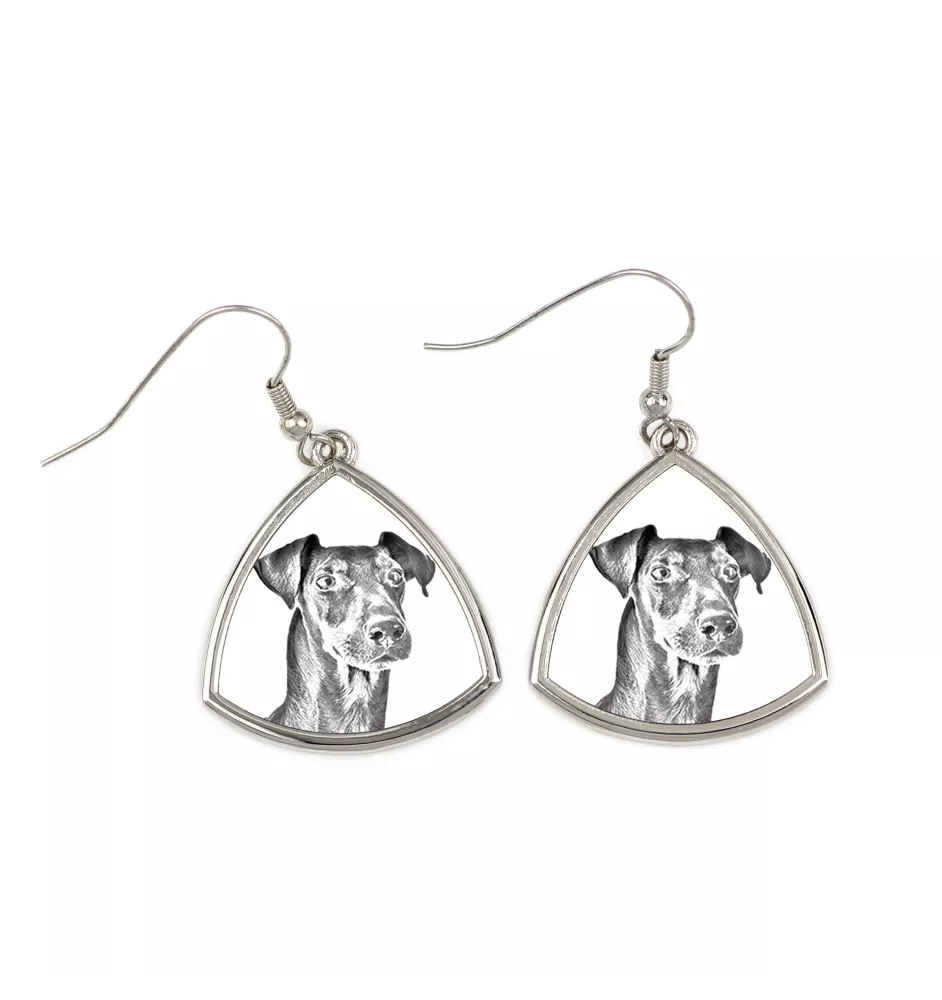 Manchester Terrier - boucles d'oreilles avec chien, boucles d'oreilles pendantes avec photo, bijoux personnalisés avec impression de la marque Art-Dog