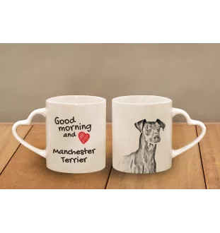 Manchester Terrier - cup with a dog, adorable cup with a heart-shaped handle, universal gift from the Art-Dog brand