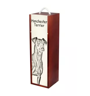 Manchester Terrier - wine box with a dog, alcohol box with graphics, personalized gift box from the Art-Dog brand