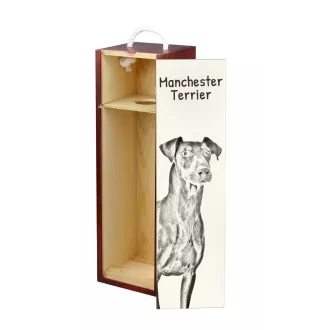 Manchester Terrier - boîte à vin avec chien, boîte à alcool avec graphisme, boîte cadeau personnalisée de la marque Art-Dog