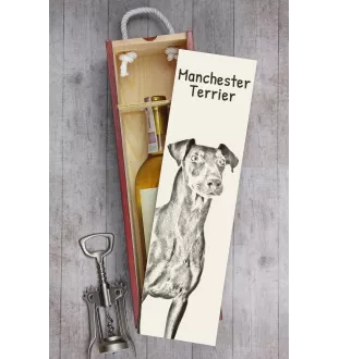 Manchester Terrier - boîte à vin avec chien, boîte à alcool avec graphisme, boîte cadeau personnalisée de la marque Art-Dog