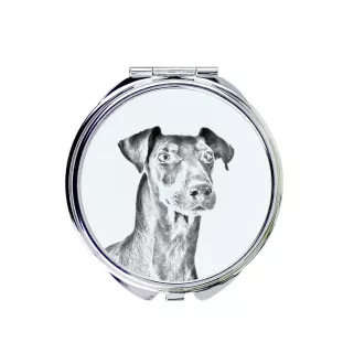 Manchester Terrier - Pocket mirror with a dog, personalized mirror for a purse, compact mirror with Art-Dog brand print.