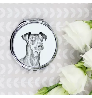 Manchester Terrier - Taschenspiegel mit Hund, personalisierter Taschenspiegel, kompakter Spiegel mit Art-Dog-Logo