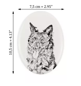 Mudi - Gedenktafel mit einem Foto eines Hundes, Grabplatte mit Druck, personalisierte ovale Platte der Marke Art-Dog