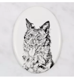 Mudi - commemorative plaque with a photo of a dog, tombstone with a print, personalized oval plaque from the Art-Dog brand
