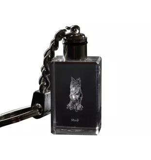 Mudi - Crystal key ring with dog photo, illuminated key ring, unique gift by Art-Dog brand