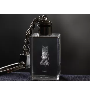 Mudi - Crystal key ring with dog photo, illuminated key ring, unique gift by Art-Dog brand