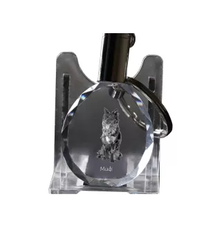 Mudi - pendentif avec une photo de chien, porte-clés en cristal dans une boîte cadeau, un cadeau unique par Art-Dog