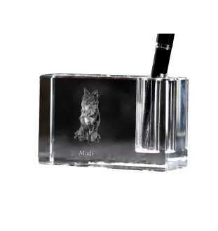 Mudi - Stifthalter, Kristallorganizer mit Hundefoto, einzigartige Schreibtischdekoration der Marke Art-Dog