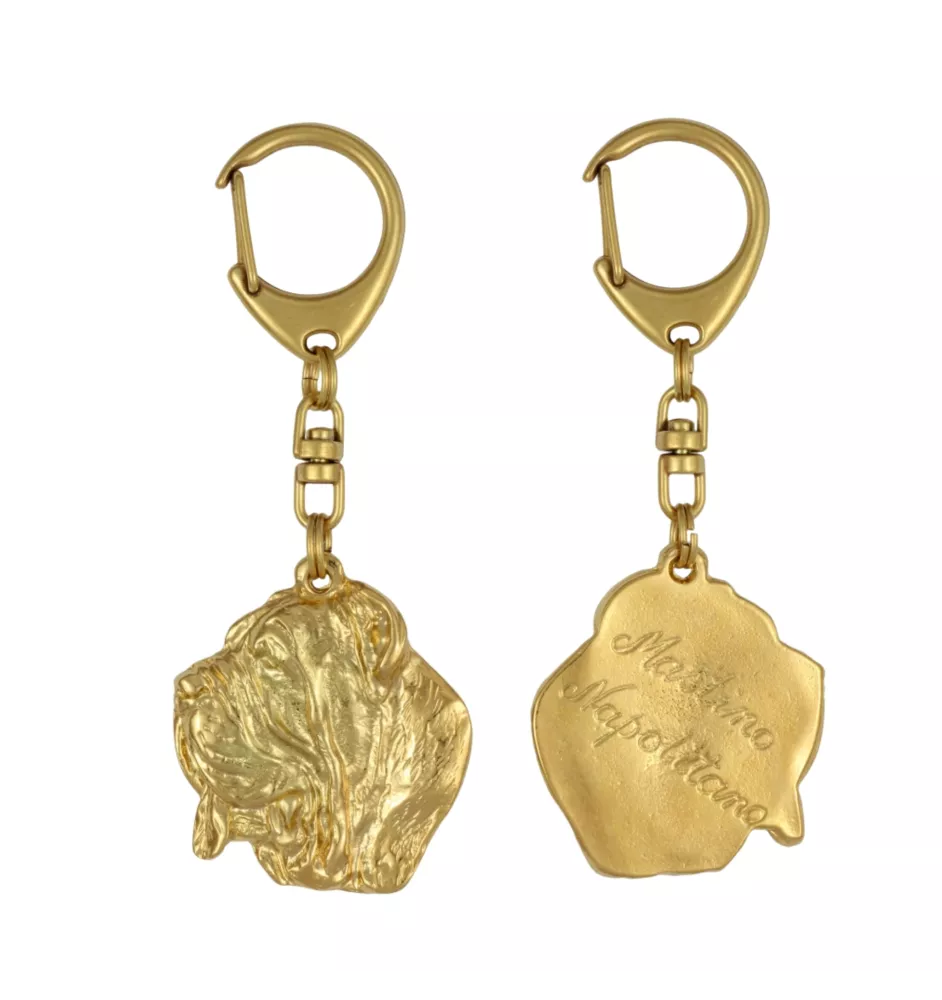 Mâtin napolitain, Mâtin de Naples, Napolitain - Porte-clés doré avec chien, décoration de sac à main, accessoire de luxe de la marque Art-Dog