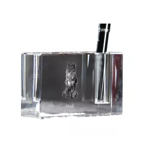 Mudi - Pen stand, crystal organiser with dog photo, unique desk decoration by Art-Dog brand