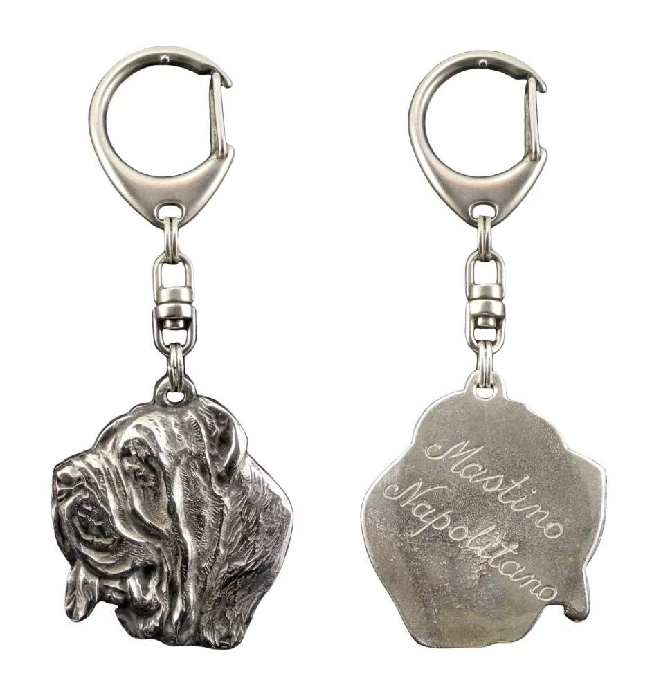 Mâtin napolitain, Mâtin de Naples, Napolitain - Porte-clés argenté avec un chien dans une boîte cadeau, décoration de sac à main, pendentif de sac à dos par la marque Art-Dog