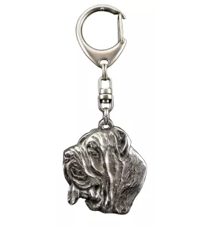 Mâtin napolitain, Mâtin de Naples, Napolitain - Porte-clés argenté avec un chien dans une boîte cadeau, décoration de sac à main, pendentif de sac à dos par la marque Art-Dog