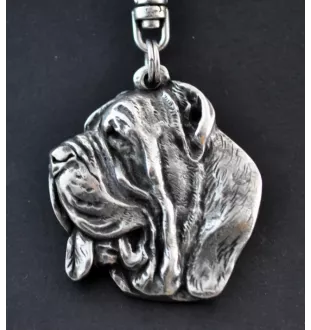 Mâtin napolitain, Mâtin de Naples, Napolitain - Porte-clés argenté avec un chien dans une boîte cadeau, décoration de sac à main, pendentif de sac à dos par la marque Art-Dog