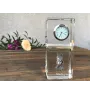 Mudi - crystal clock with a photo, a photo of a dog in crystal, personalized desk clock by Art-Dog brand