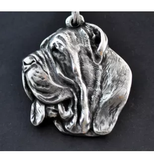 Mastino Napoletano, Neapolitanischer Mastiff - Hundehalsband in Geschenkbox, versilbertes Medaillon für Hundefans, markanter Anhänger der Marke Art-Dog