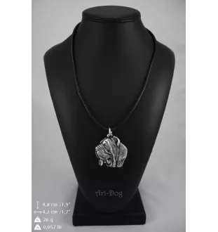 Mastino Napoletano, Neapolitanischer Mastiff - Hundehalsband in Geschenkbox, versilbertes Medaillon für Hundefans, markanter Anhänger der Marke Art-Dog