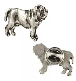 Neapolitan Mastiff, Mastino Napoletano I  - Silver-plated dog brooch, elegant pin, jacket lapel decoration by Art-Dog brand
