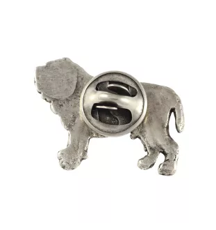 Neapolitan Mastiff, Mastino Napoletano I  - Silver-plated dog brooch, elegant pin, jacket lapel decoration by Art-Dog brand