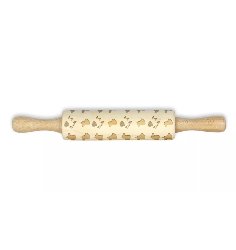 Mudi - small rolling pin with a dog pattern, a rolling pin for children's dough, decorating ceramic clay by Art-Dog brand
