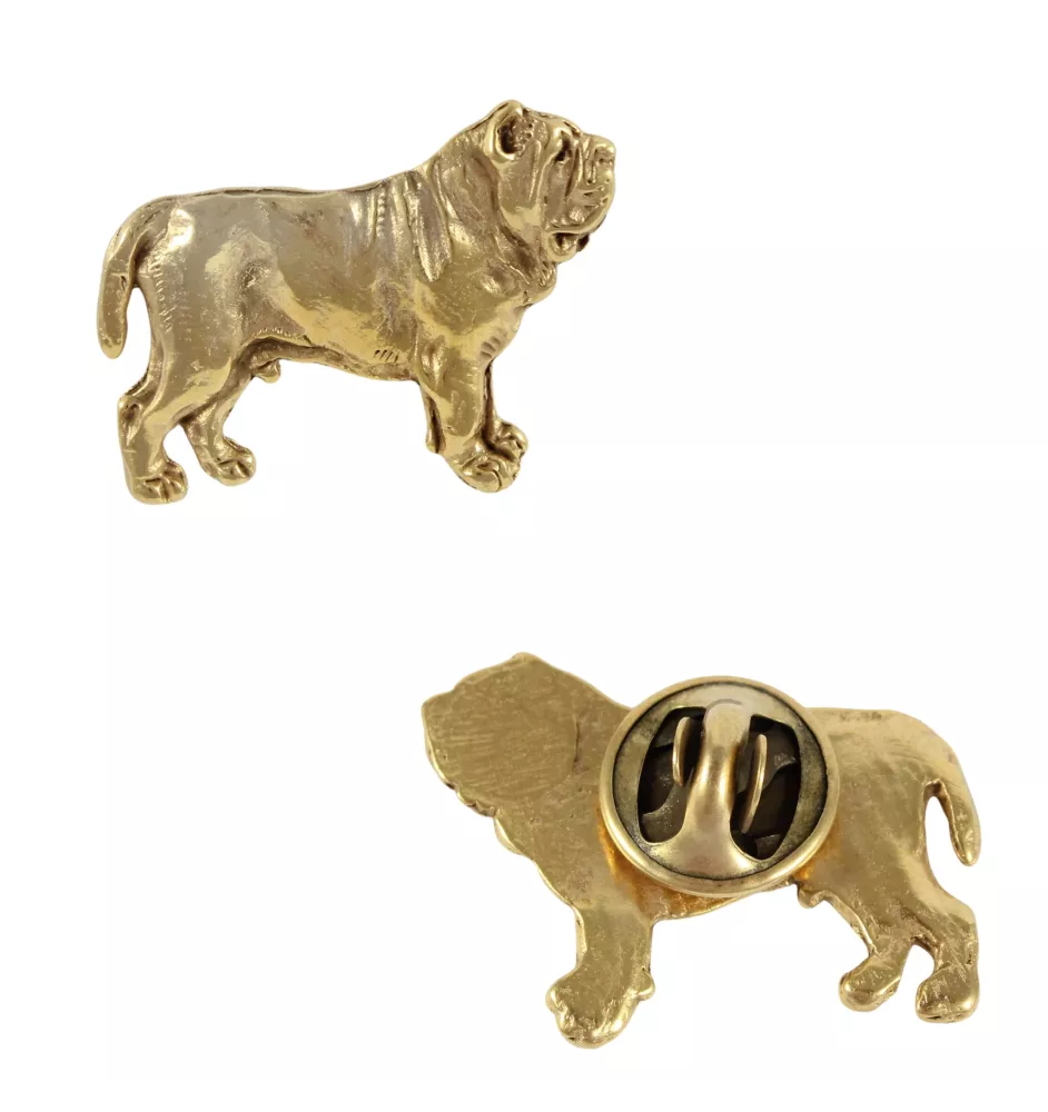 Mâtin napolitain, Mâtin de Naples, Napolitain I - Broche de chien dans une boîte décorative, épingle élégante en plaqué or, épingle de veste de la marque Art-Dog