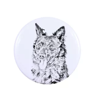 Mudi Magnet mit einem Hundepfotenabdruck, außergewöhnlich leicht, starker Magnet, handgefertigtes Produkt der Marke Art-Dog