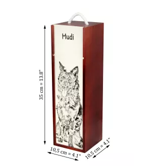 Mudi - wine box with a dog, alcohol box with graphics, personalized gift box from the Art-Dog brand
