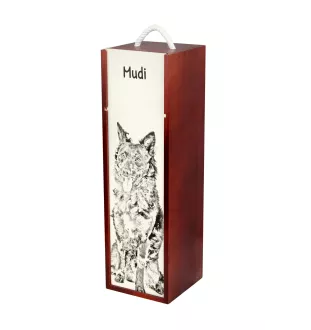 Mudi - boîte à vin avec chien, boîte à alcool avec graphisme, boîte cadeau personnalisée de la marque Art-Dog