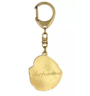 Newfoundland, Newfs, Newfies - Gilded key ring with dog, handbag decoration, luxury accessory by Art-Dog brand