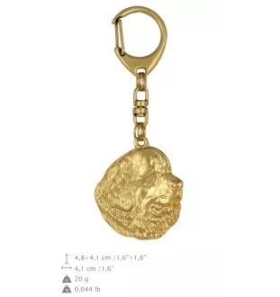 Newfoundland, Newfs, Newfies - Gilded key ring with dog in gift box, handbag decoration, luxury accessory by Art-Dog brand