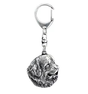 Newfoundland, Newfs, Newfies - Silver-plated key ring with a dog in a gift box, handbag decoration, backpack pendant by Art-Dog brand