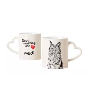Mudi - Tasse mit Hund, entzückende Tasse mit herzförmigem Henkel, universelles Geschenk der Marke Art-Dog