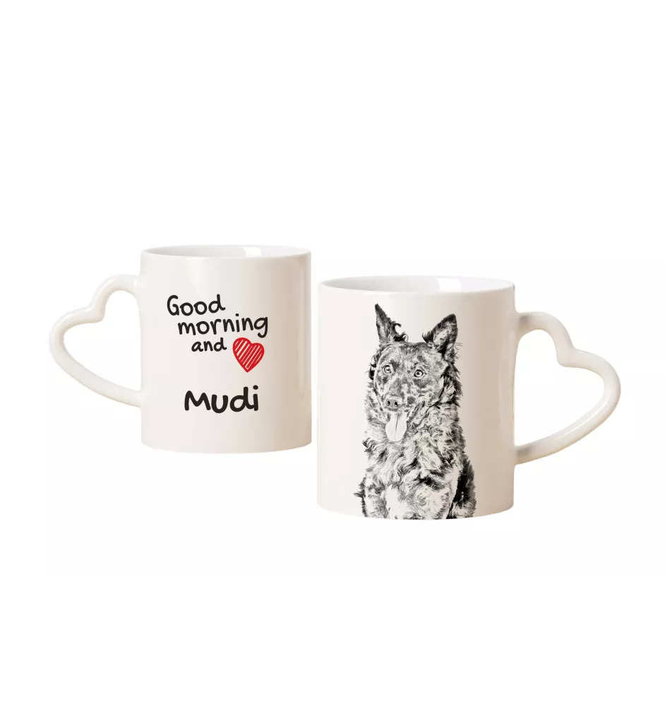Mudi - Tasse mit Hund, entzückende Tasse mit herzförmigem Henkel, universelles Geschenk der Marke Art-Dog