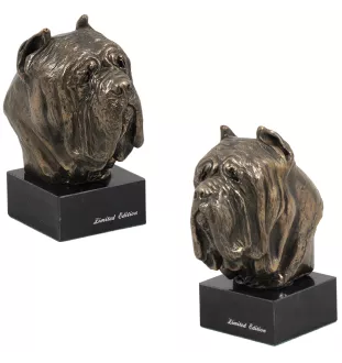 Mastino Napoletano, Neapolitanischer Mastiff - Hundestatue, Büste auf Steinsockel, Skulptur, Trophäe für Hundeausstellung der Marke Art-Dog