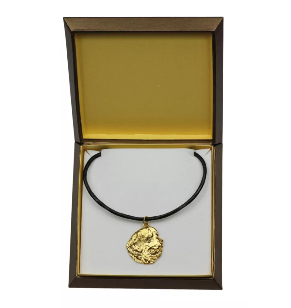 Chien de Terre-neuve, retriever de Terre-Neuve - Collier de chien dans une boîte cadeau, pendentif plaqué or pour les fans de chiens, bijoux remarquables par Art-Dog